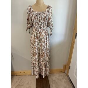 Hayden Long Dress Floral With Puff Sleeves ,Flowing, Boho, Prairie, Farm‎ Girl